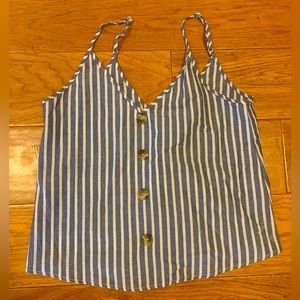 Blue and white striped tank